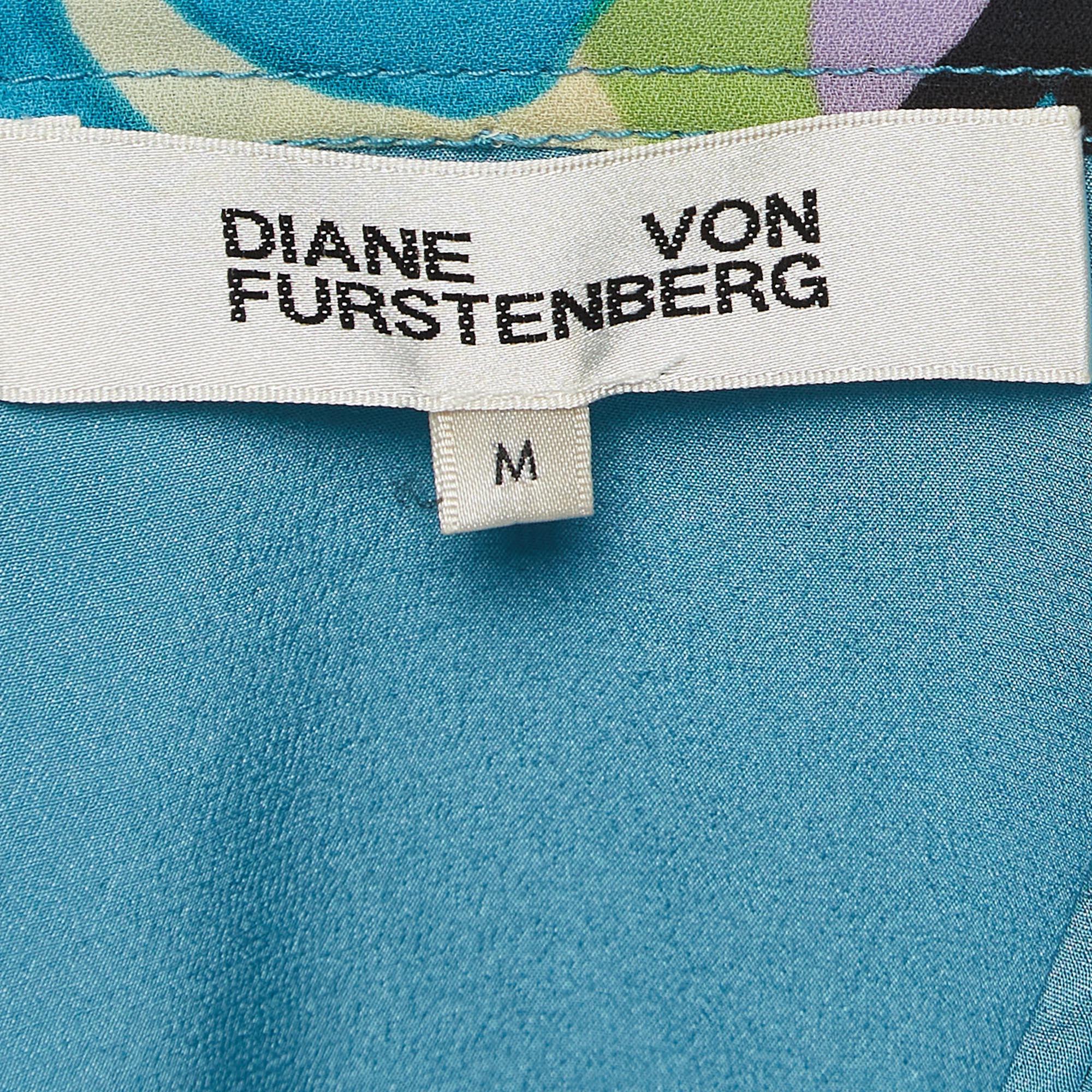 Diane Von Furstenberg Blue Silk Belted Mini Shift Dress M