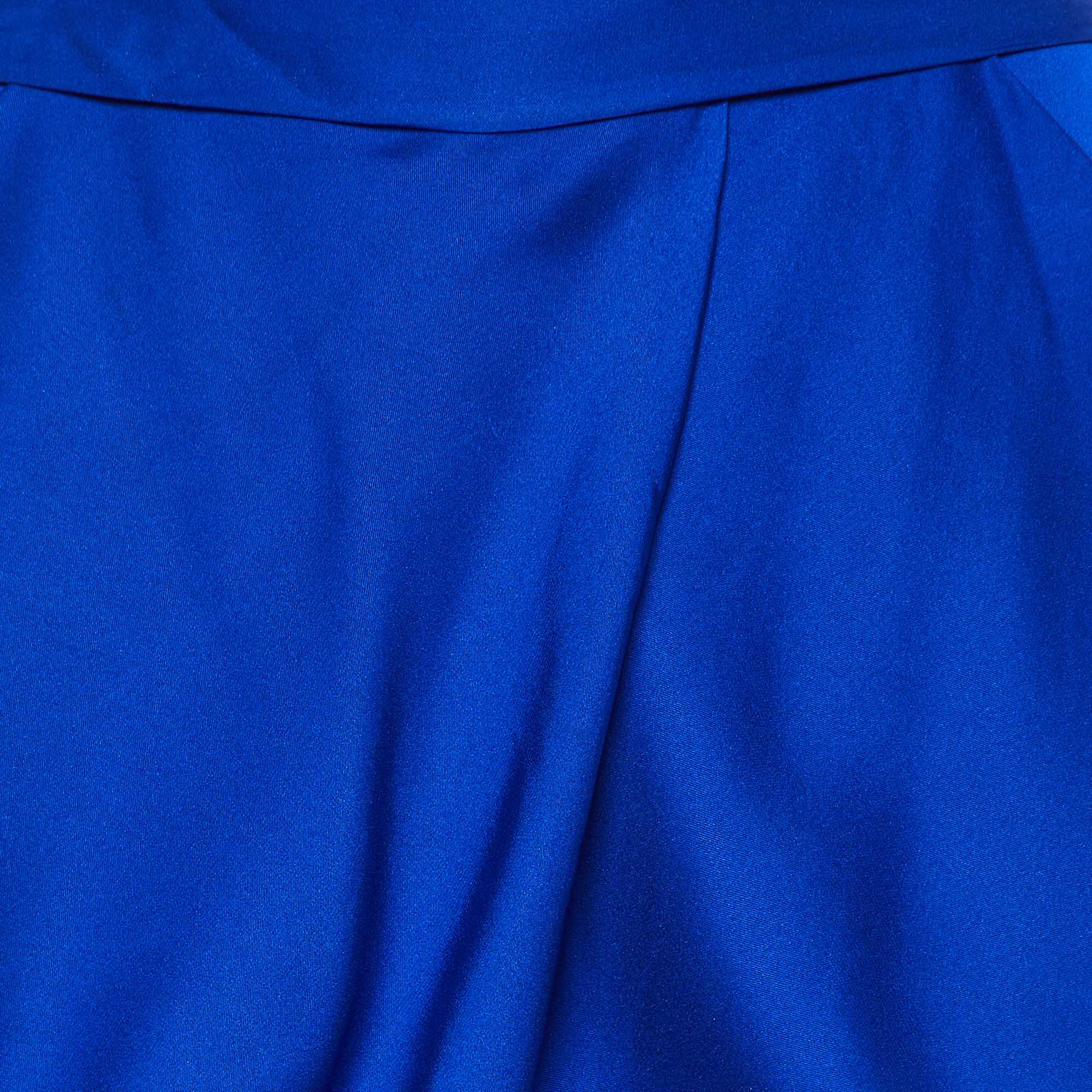 Diane Von Furstenberg Royal Blue Silk Waist Bow Detail Pegged Pants S