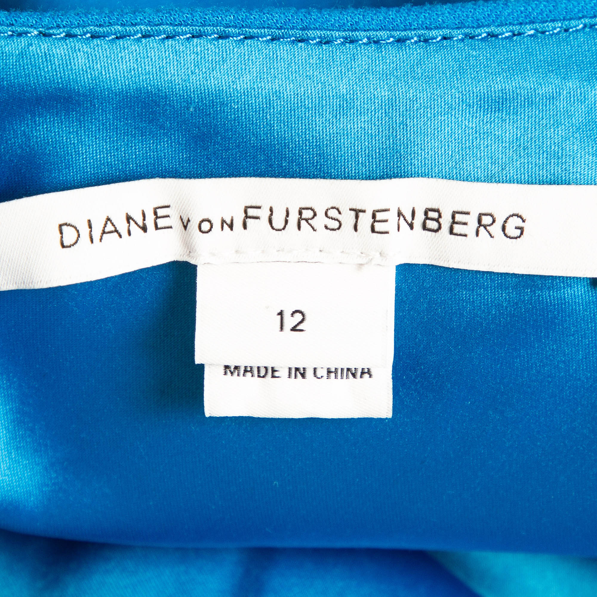 Diane Von Furstenberg Blue Jersey Sleeveless Jori Dress L