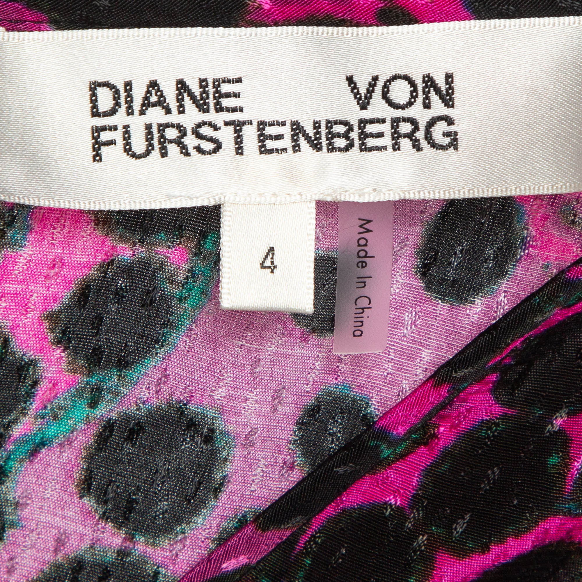 Diane Von Furstenberg Pink Printed Jacquard Manal Midi Dress S