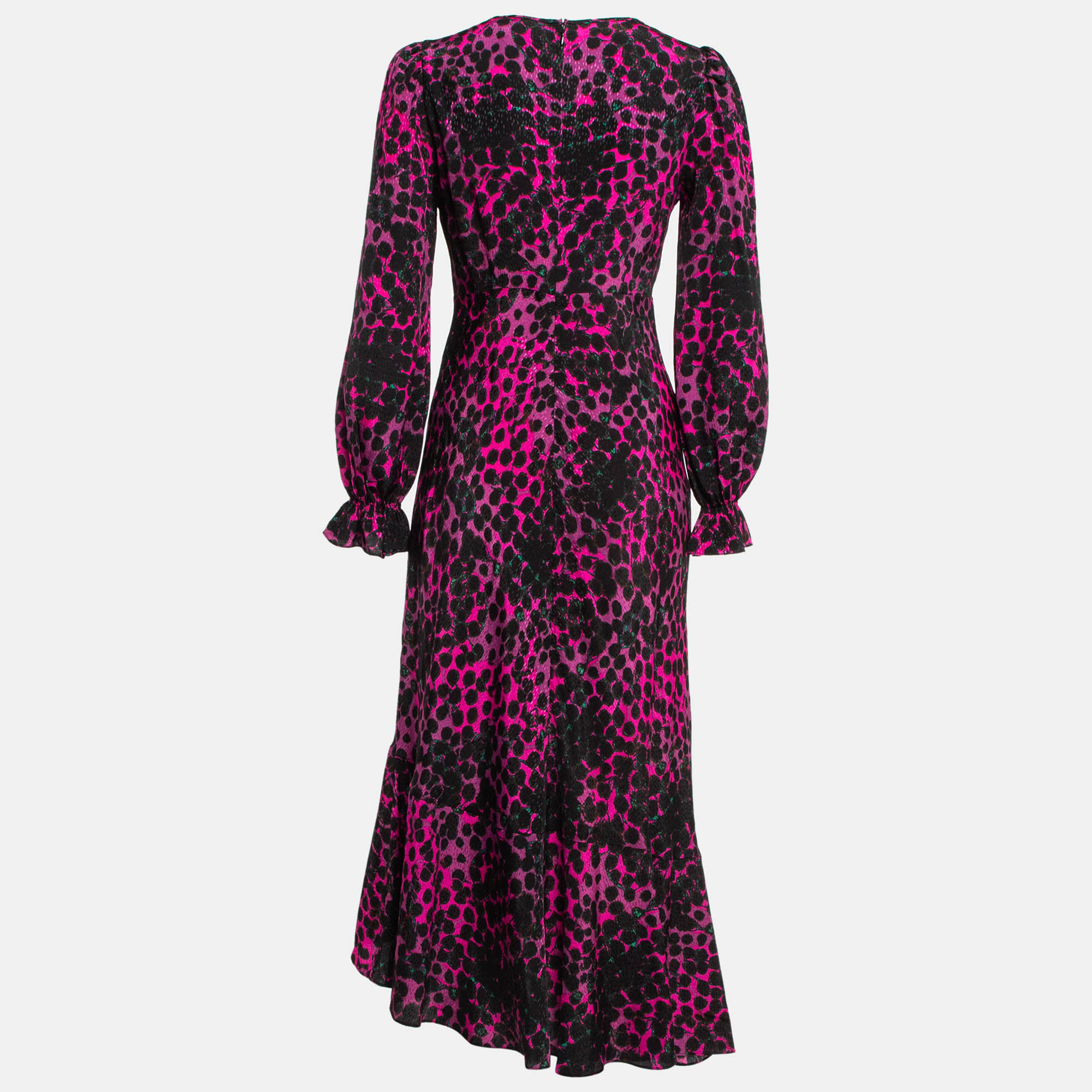 Diane Von Furstenberg Pink Printed Jacquard Manal Midi Dress S