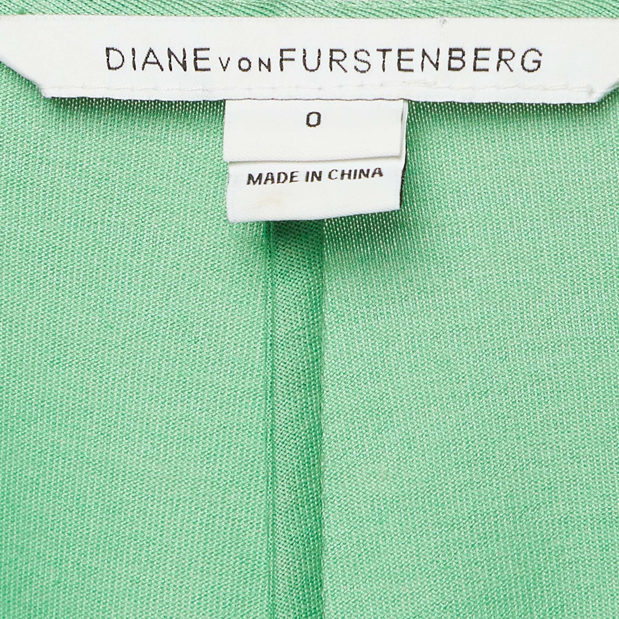 Diane Von Furstenberg Green Silk & Cotton Knit Wrap Dress XS