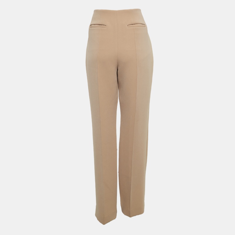 Diane Von Furstenberg Tan Brown Stretch Crepe High-Rise Trousers M