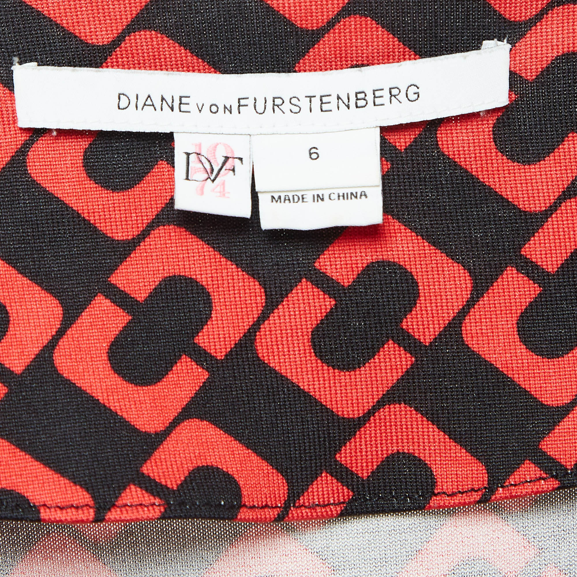 Diane Von Furstenberg Red Printed Silk Jersey Mini Dress M