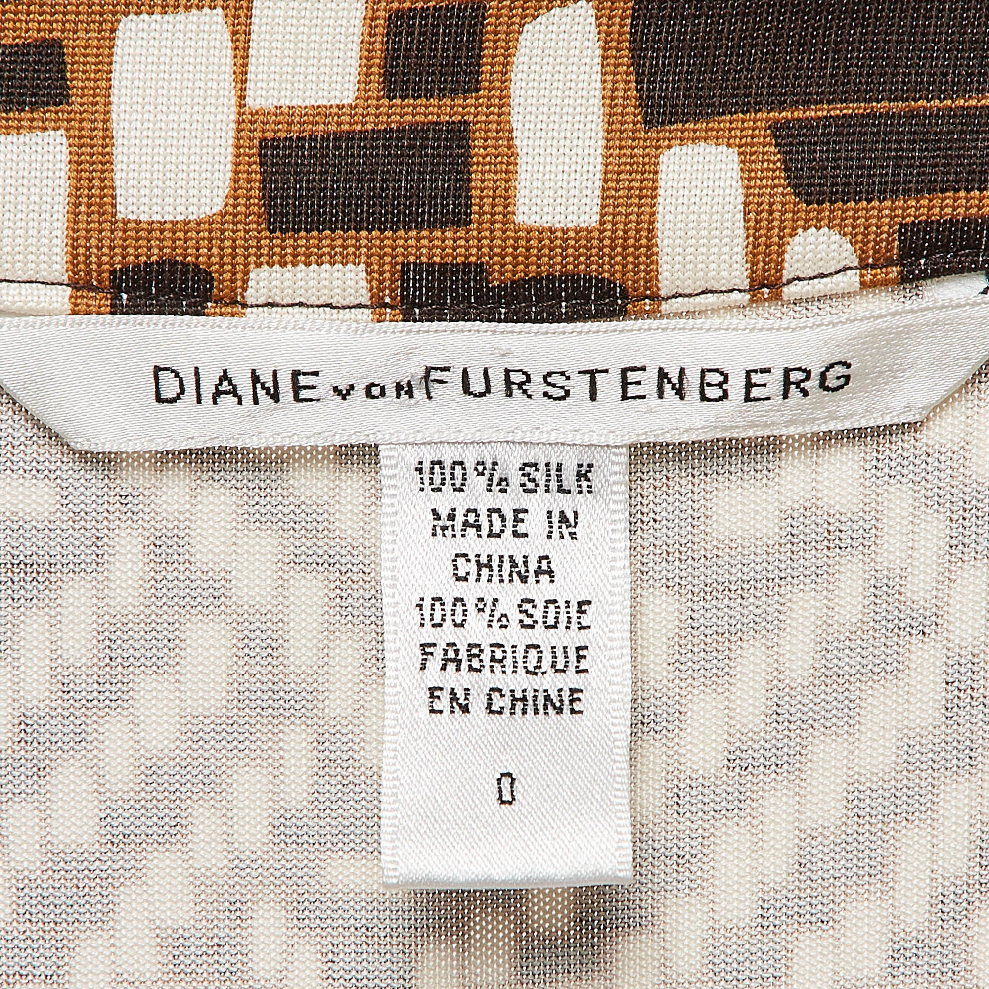 Diane Von Furstenberg Brown Printed Jersey Midi Dress XS