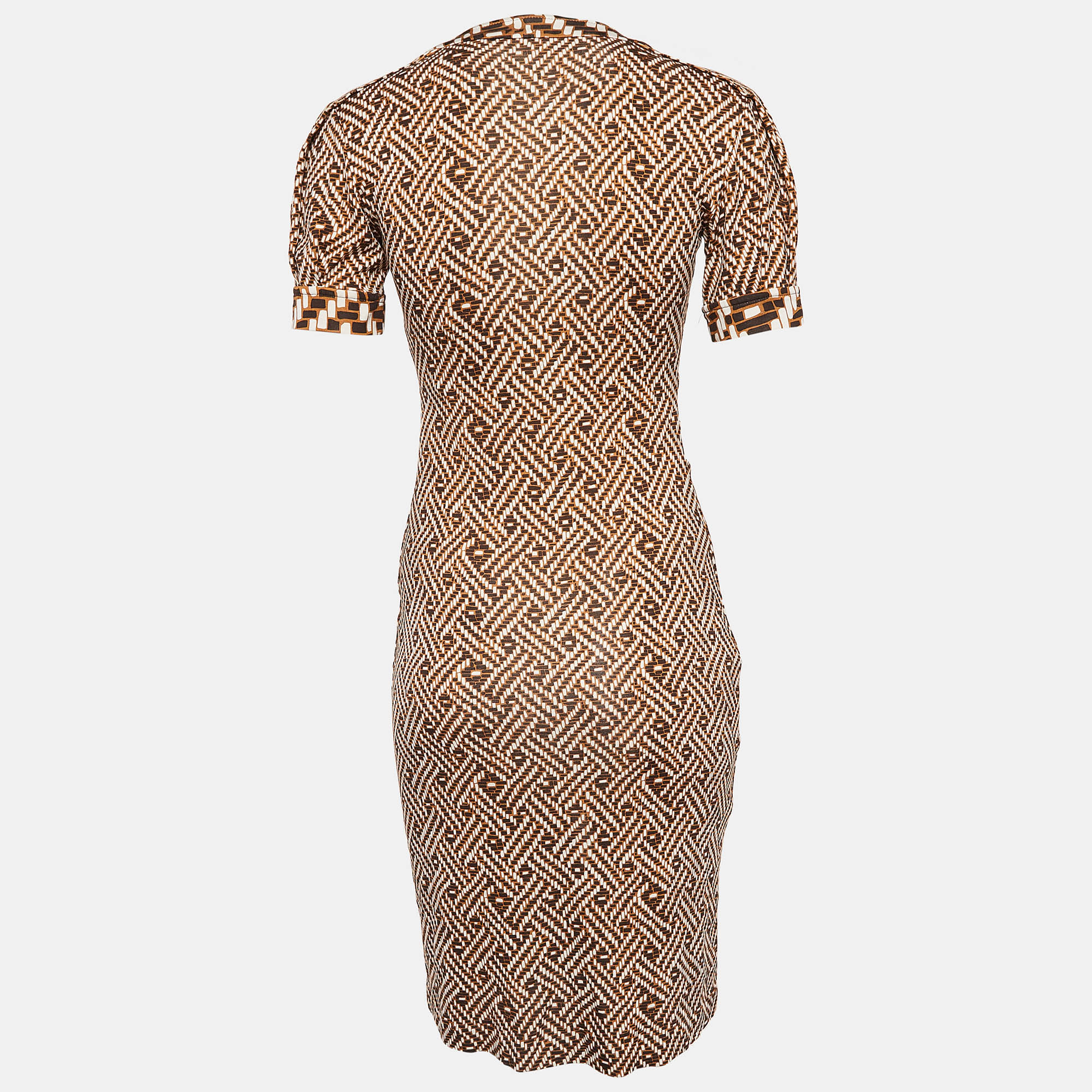 Diane Von Furstenberg Brown Printed Jersey Midi Dress XS