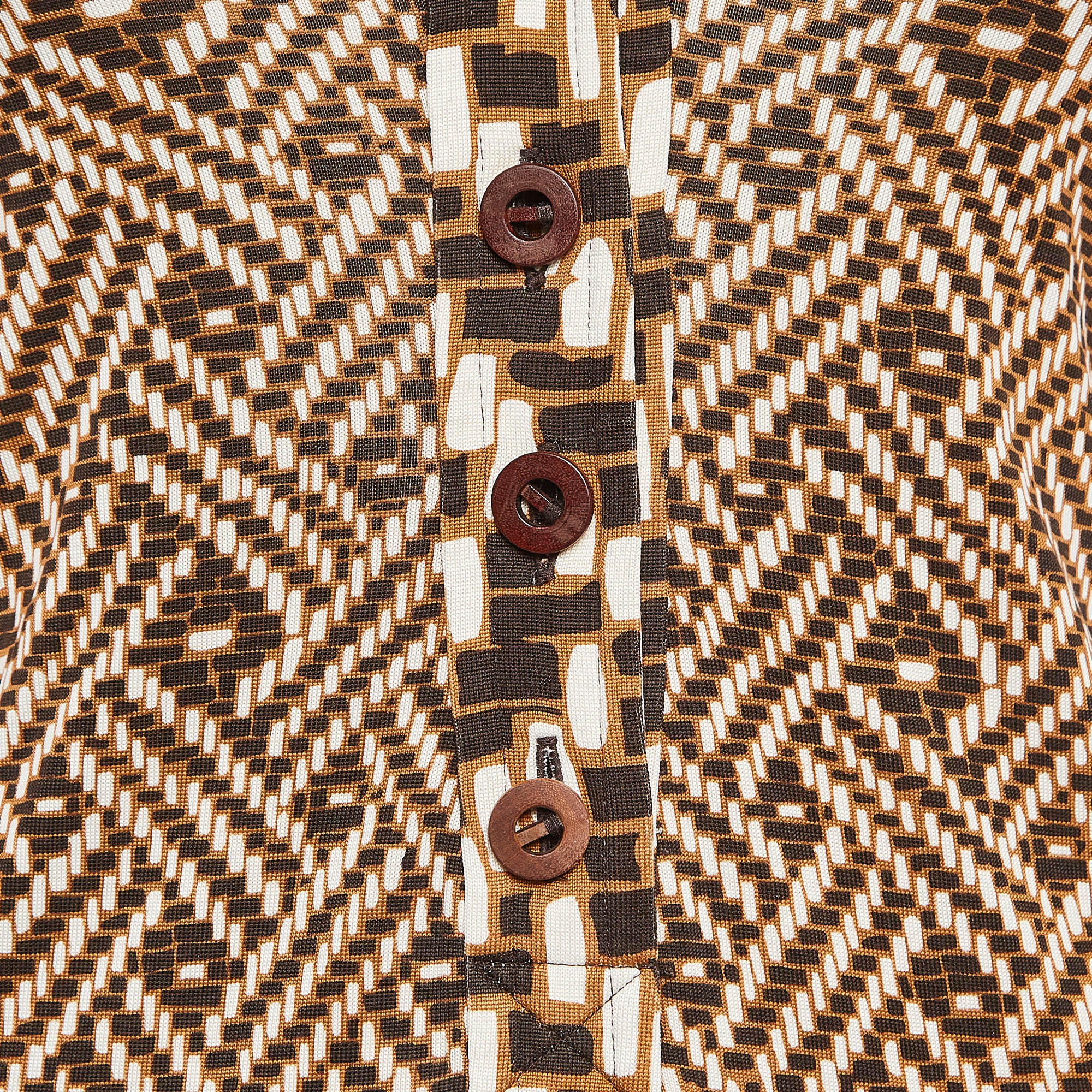 Diane Von Furstenberg Brown Printed Jersey Midi Dress XS