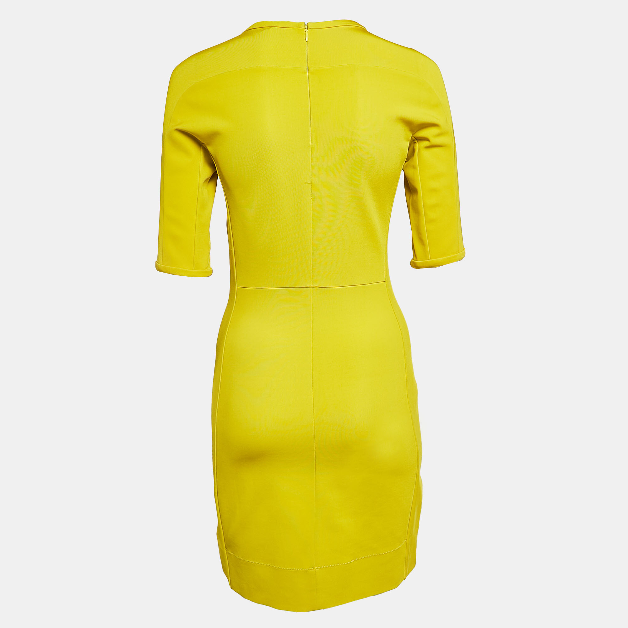 Diane Von Furstenberg Acid Yellow Jersey Oka Sheath Dress M