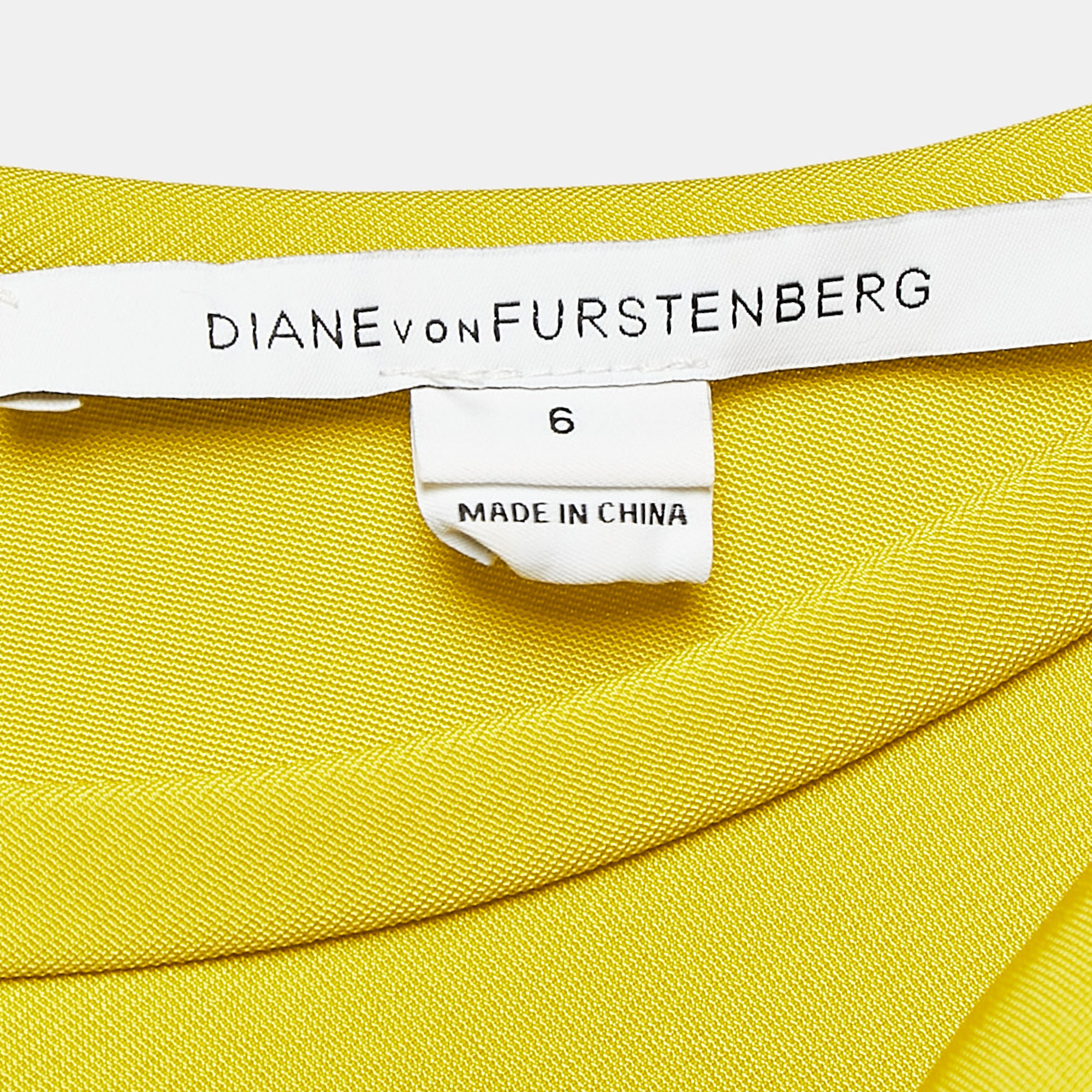 Diane Von Furstenberg Acid Yellow Jersey Oka Sheath Dress M