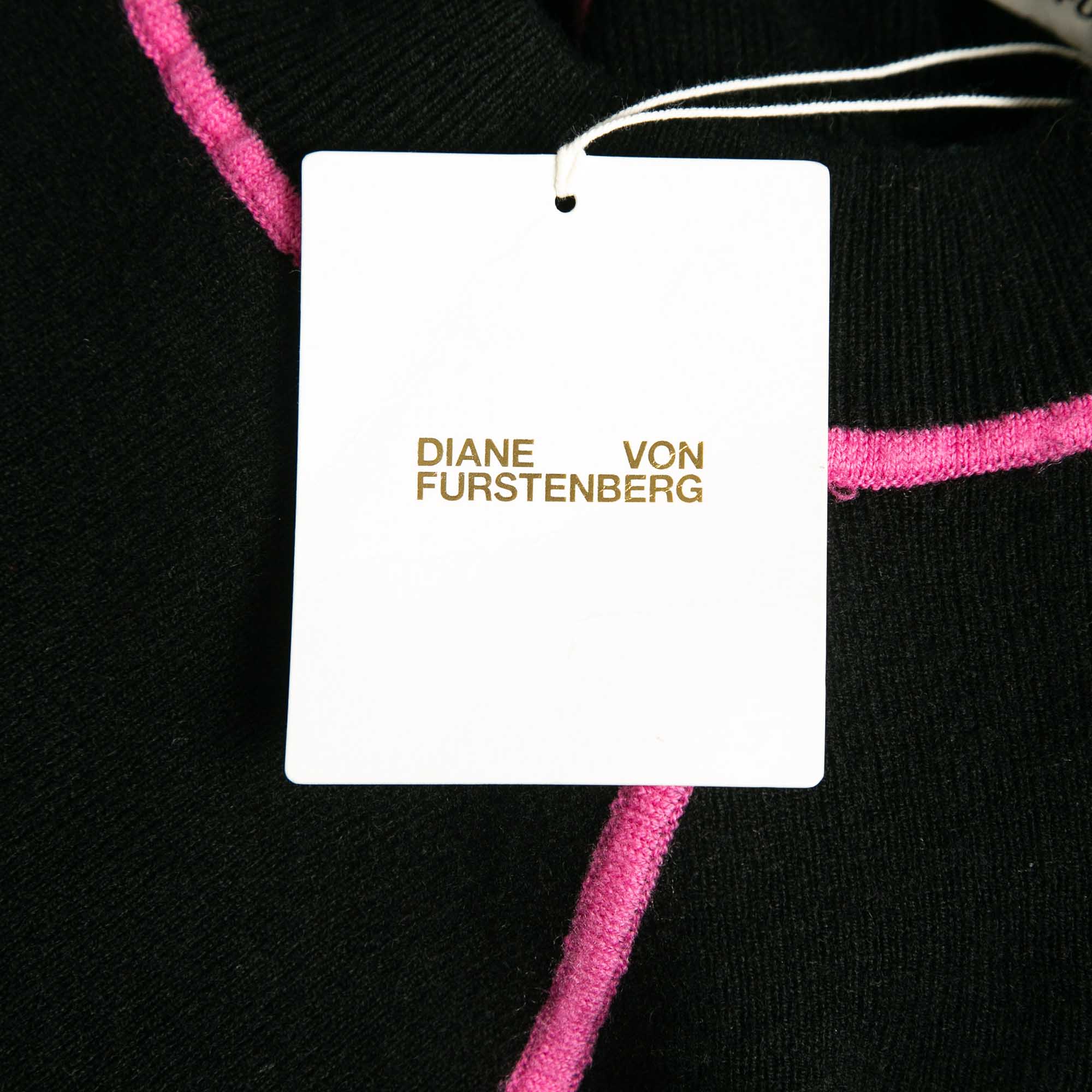 Diane Von Furstenberg Black Wool Rhlyee Jumper L