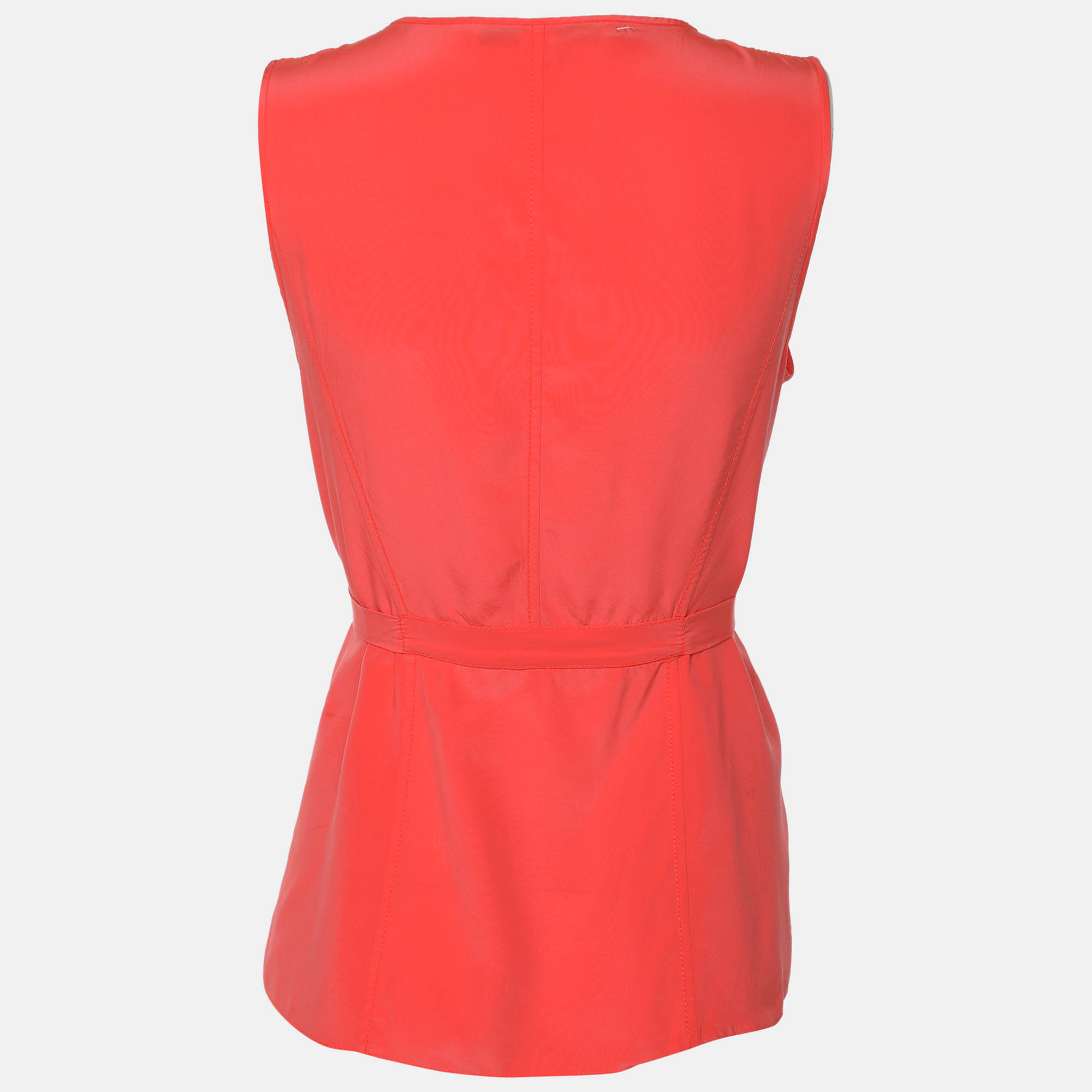 Diane Von Furstenberg Neon Orange Silk Belgin Sleeveless Top S