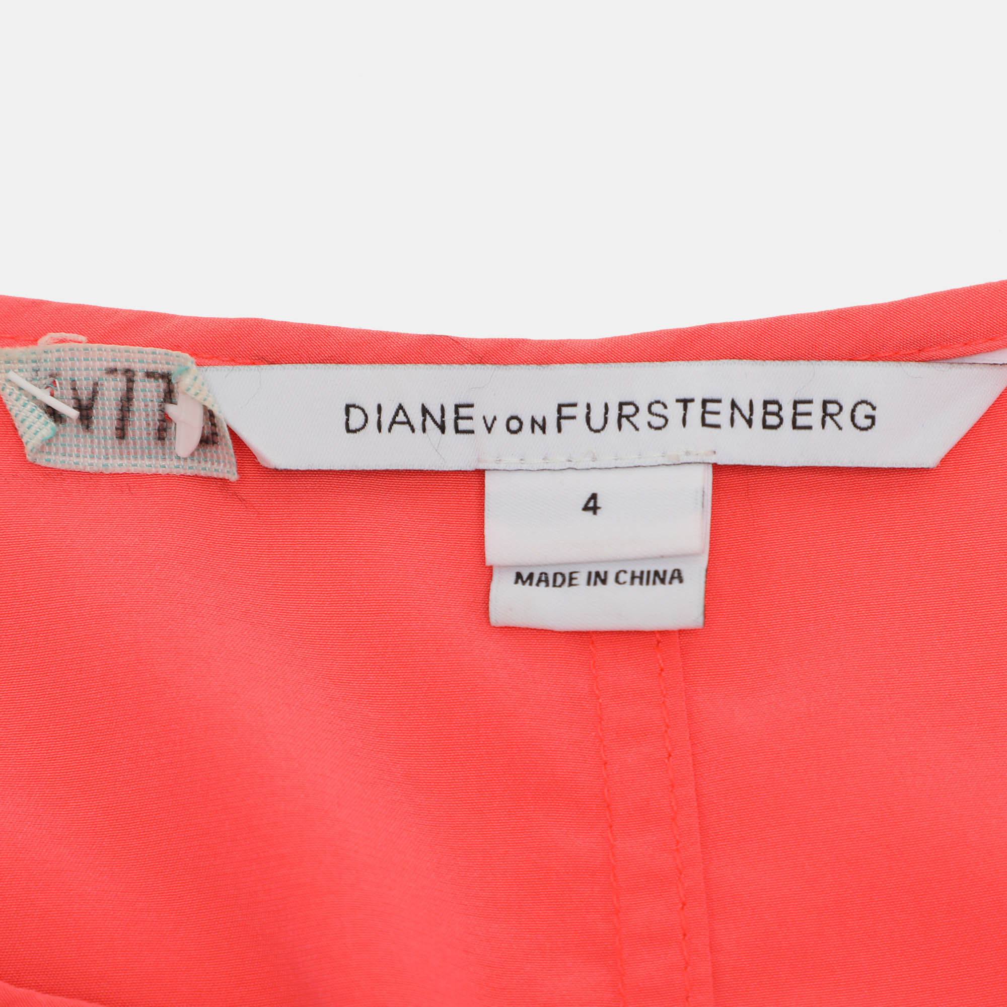 Diane Von Furstenberg Neon Orange Silk Belgin Sleeveless Top S