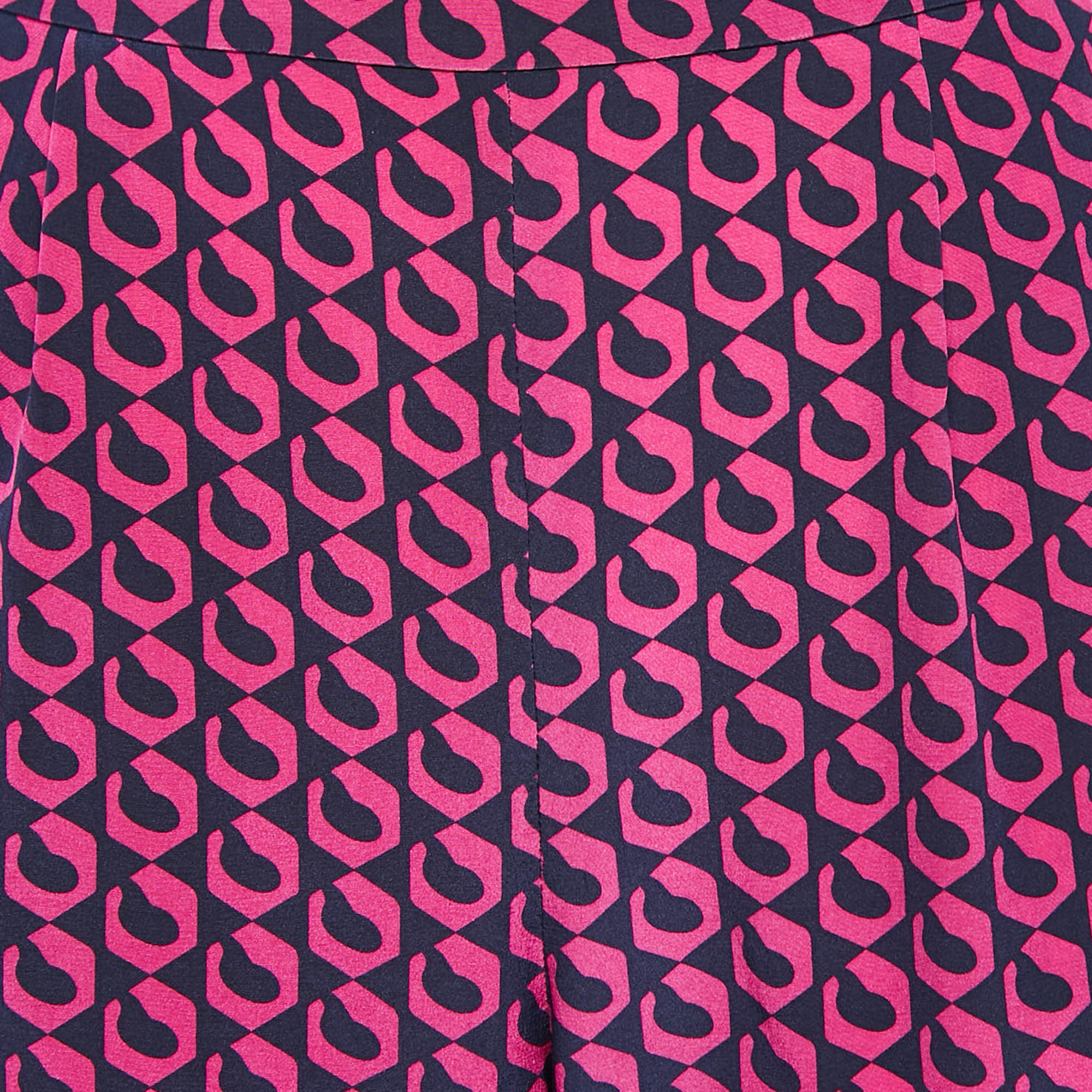 Diane Von Furstenberg Pink/Blue Printed Silk Petunia Pants M