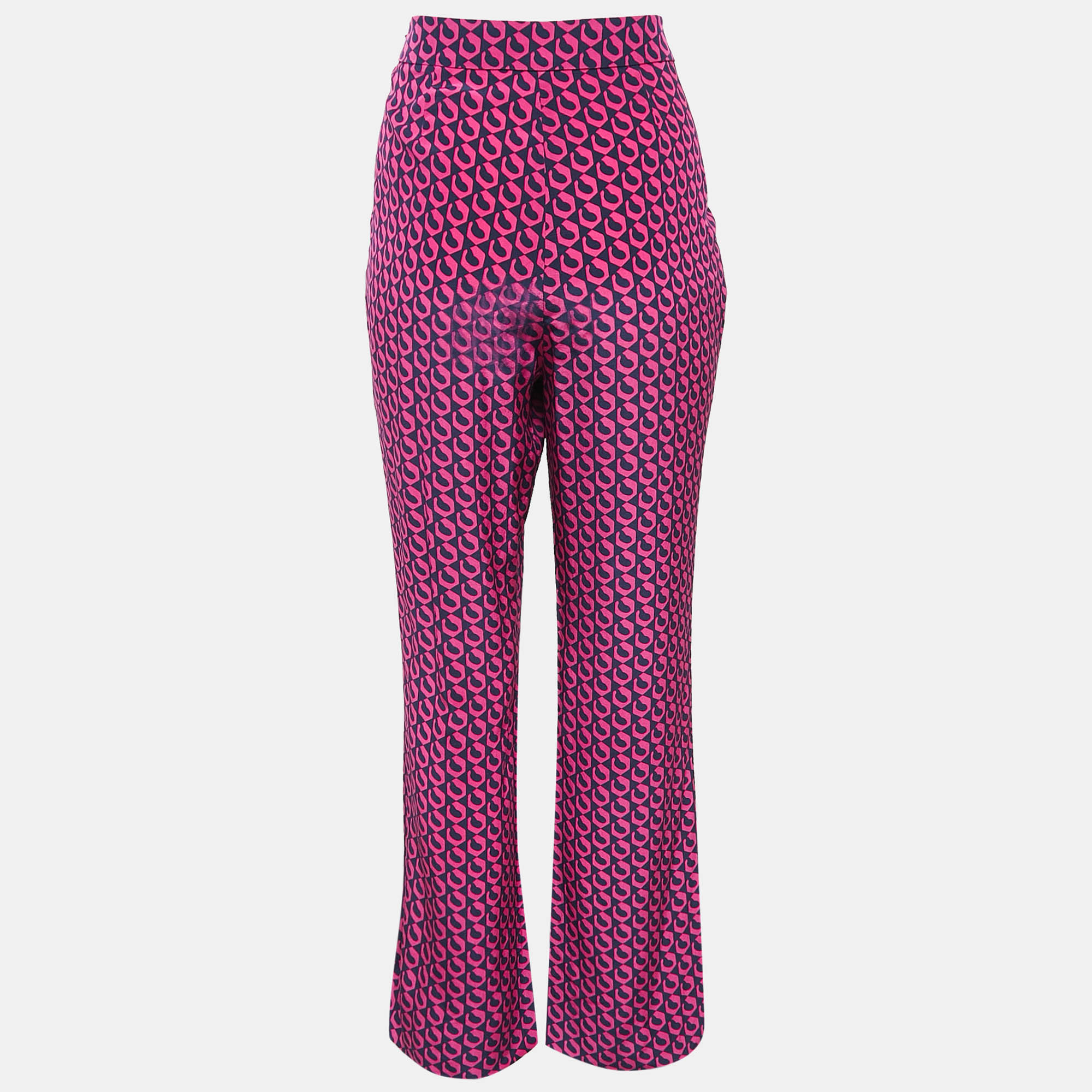 Diane Von Furstenberg Pink/Blue Printed Silk Petunia Pants M