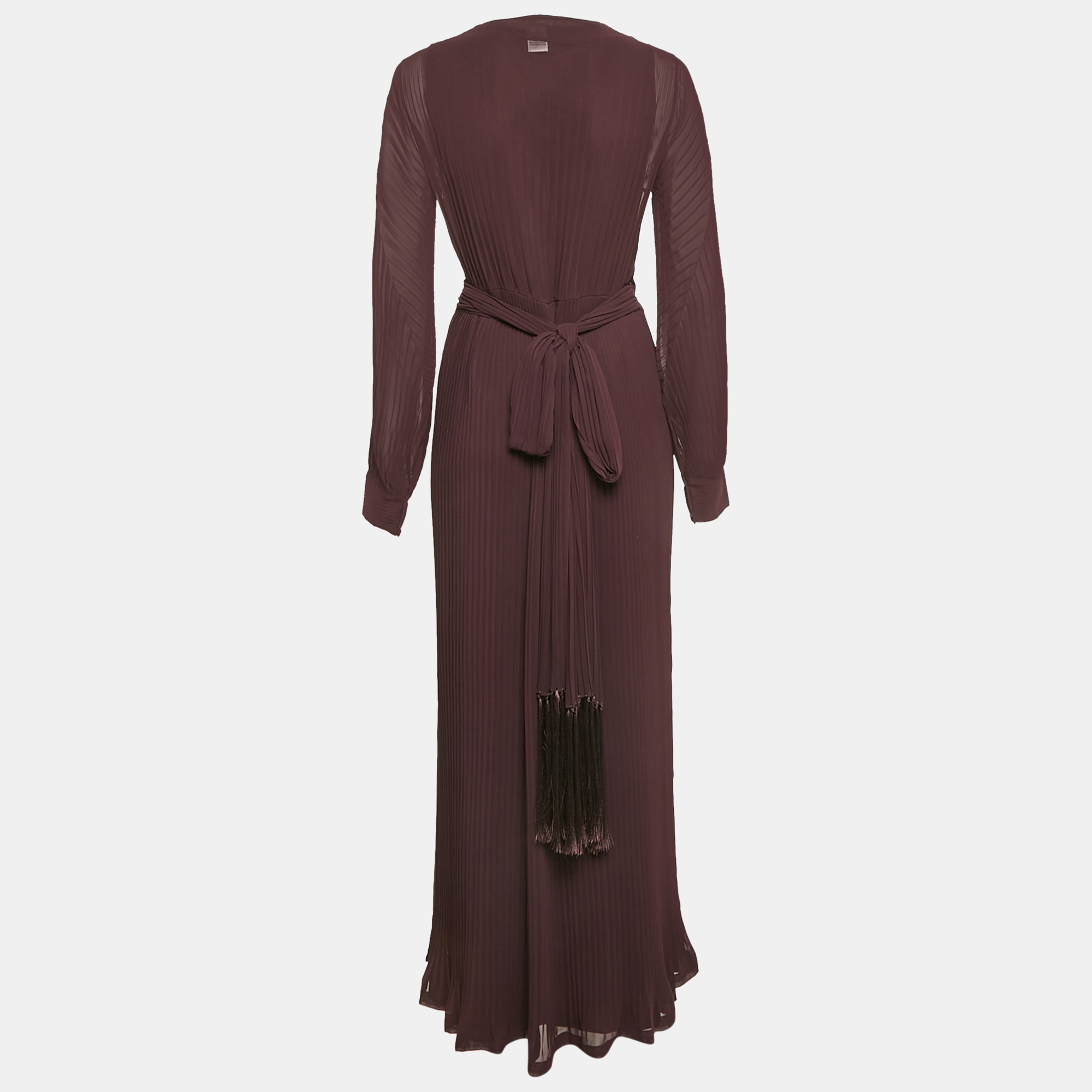 Diane Von Furstenberg Purple Chiffon Plisse Maxi Wrap Dress M