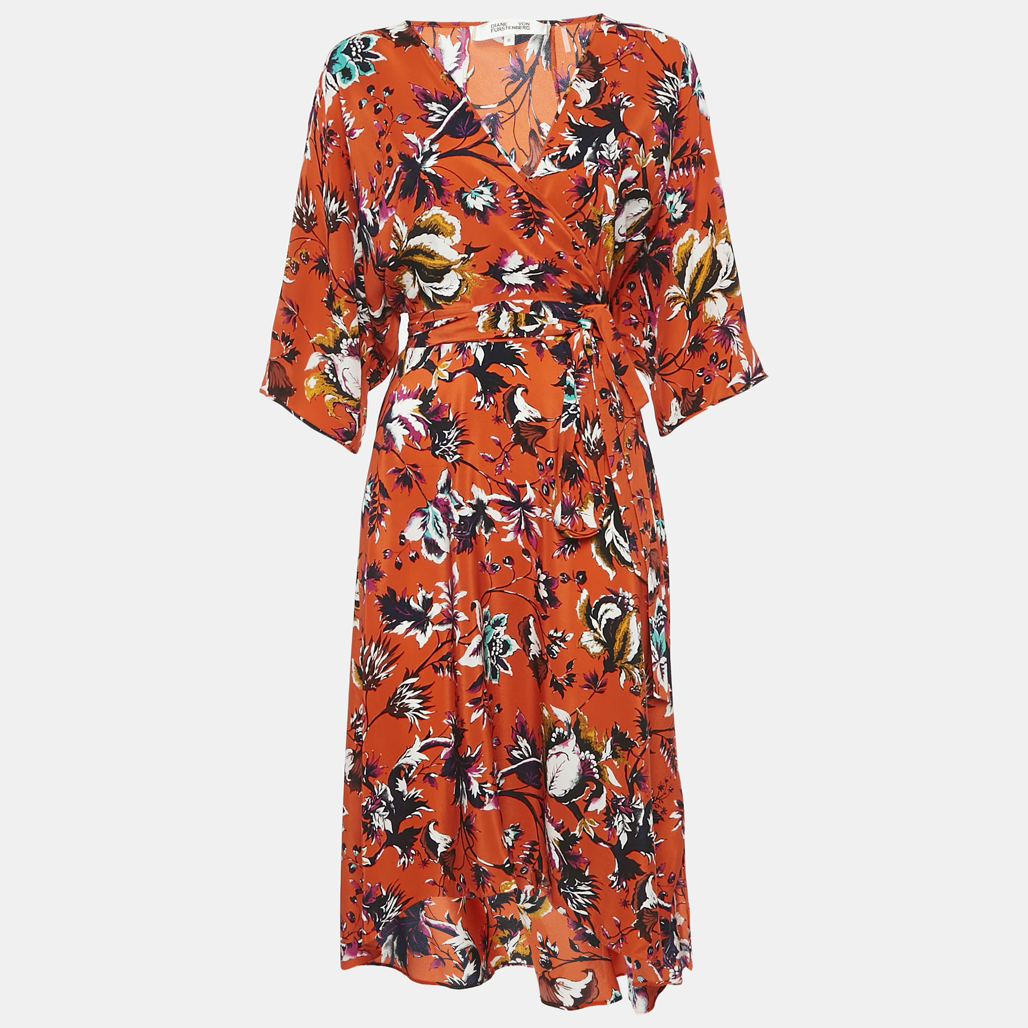 Diane Von Furstenberg Orange Floral Print Silk Wrap Detail Midi Dress M
Diane Von Furstenberg Orange Floral Print Silk Wrap Detail Midi Dress M