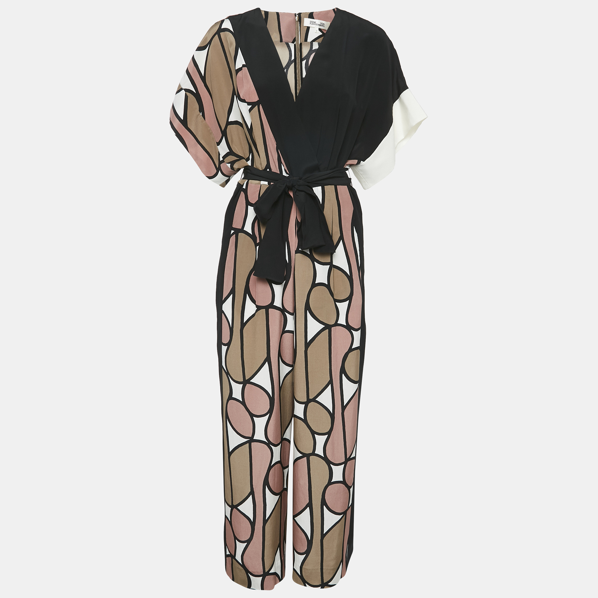 Printed Silk Belted Jumpsuit M - Diane Von Furstenberg - Modalova