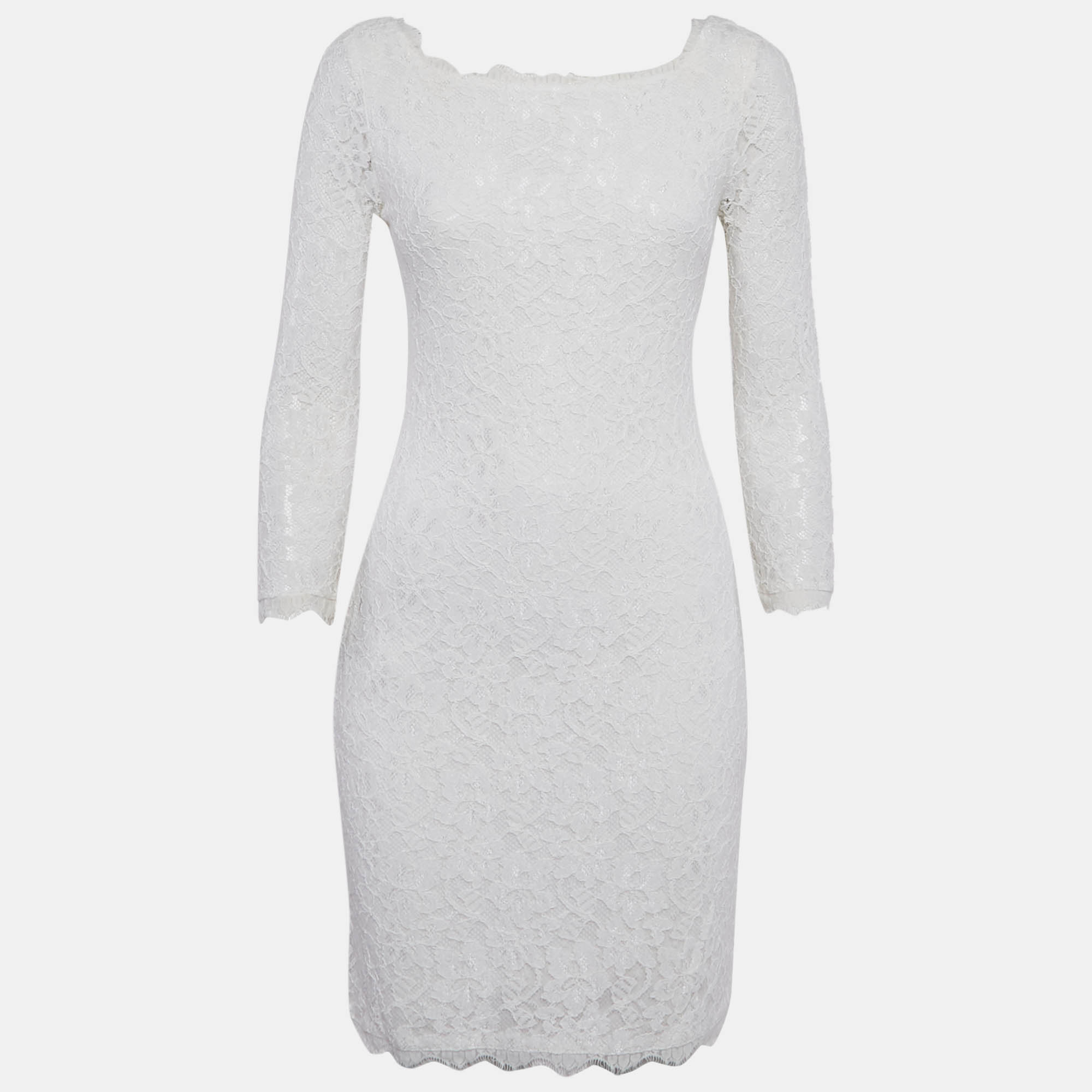 Diane Von Furstenberg White Lace Mini Dress M - Diane Von Furstenberg - Modalova