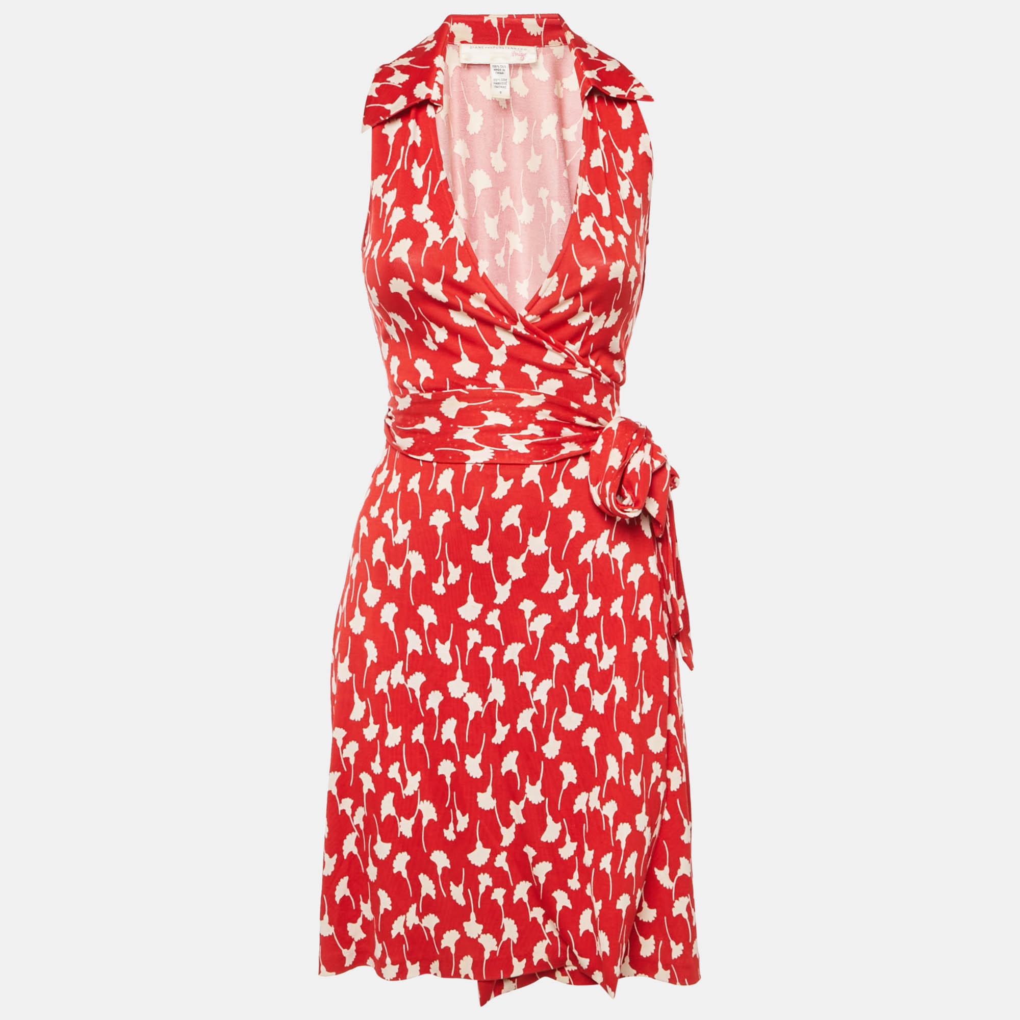 Diane Von Furstenberg Vintage Red Printed Silk Jersey St.Jude Wrap Dress XS - Diane Von Furstenberg - Modalova