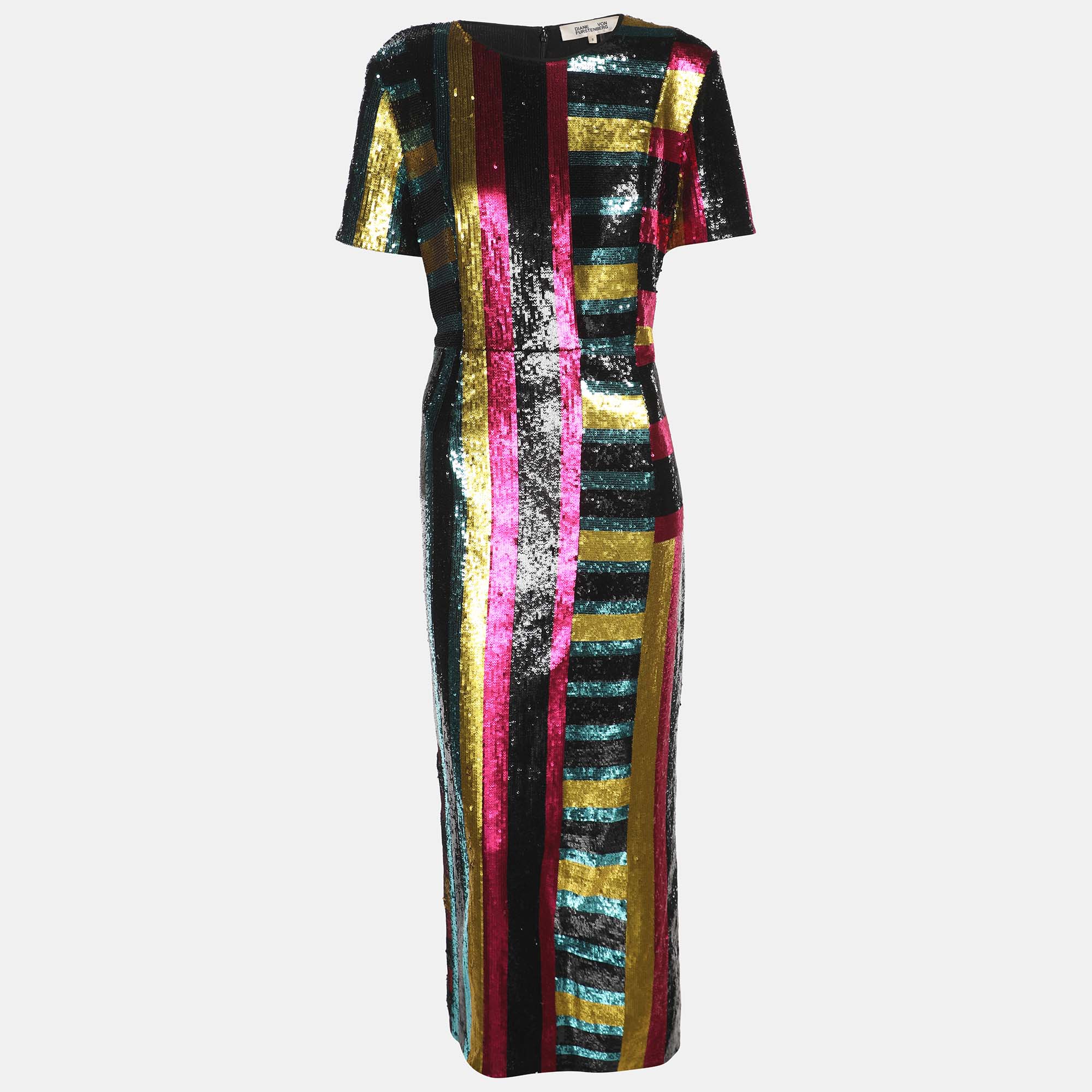 Diane Von Furstenberg Multicolor Sequined Midi Dress M - Diane Von Furstenberg - Modalova