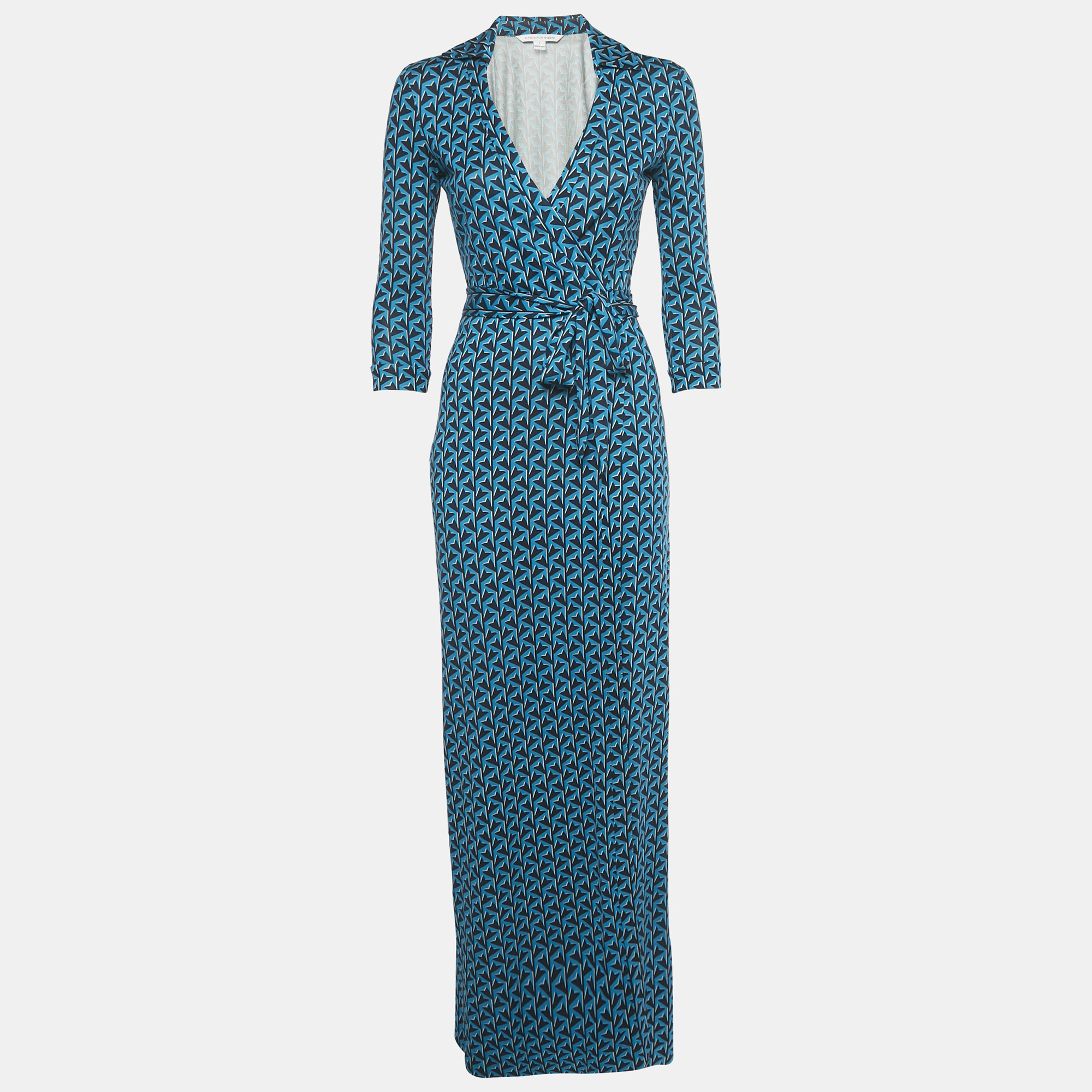 Diane Von Furstenberg Blue Printed Silk Wrap Around Maxi Dress XS
Diane Von Furstenberg Blue Printed Silk Wrap Around Maxi Dress XS