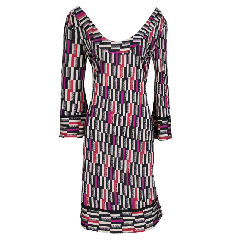 Diane von furstenberg multicolor printed silk jersey aggie shift dress m