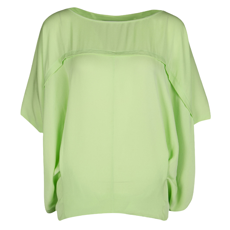 Image of Diane Von Furstenberg Acid Green Silk Oversized Landy Blouse S