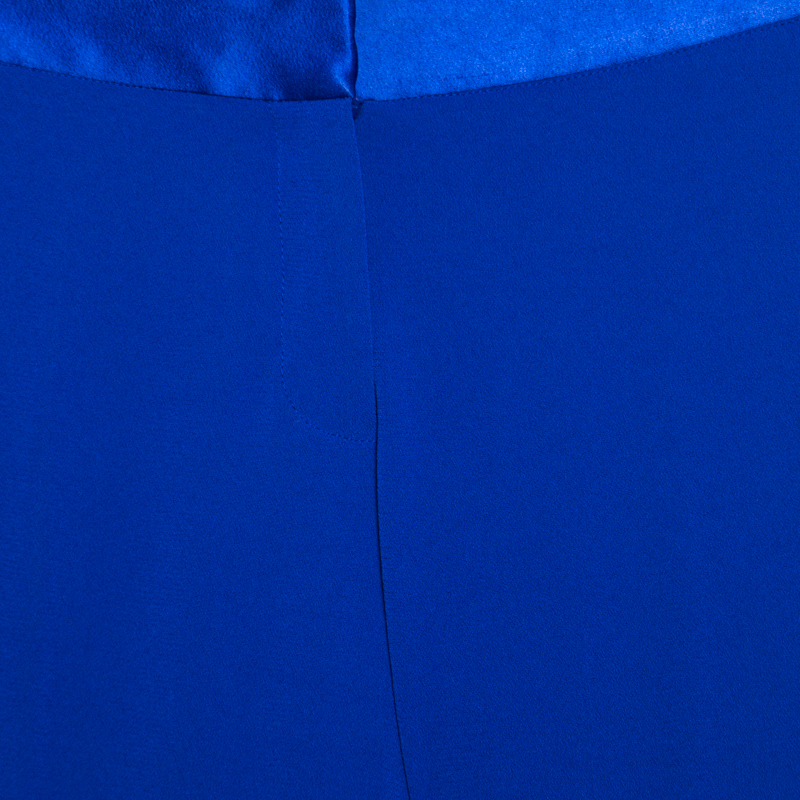 Diane Von Furstenberg Cobalt Blue Textured Crepe Genesis Long Pants XS