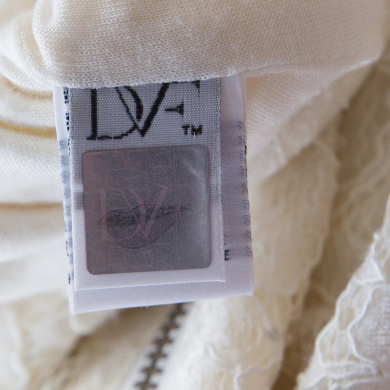 Diane Von Furstenberg Cream Long Sleeve Zarita Lace Dress S
