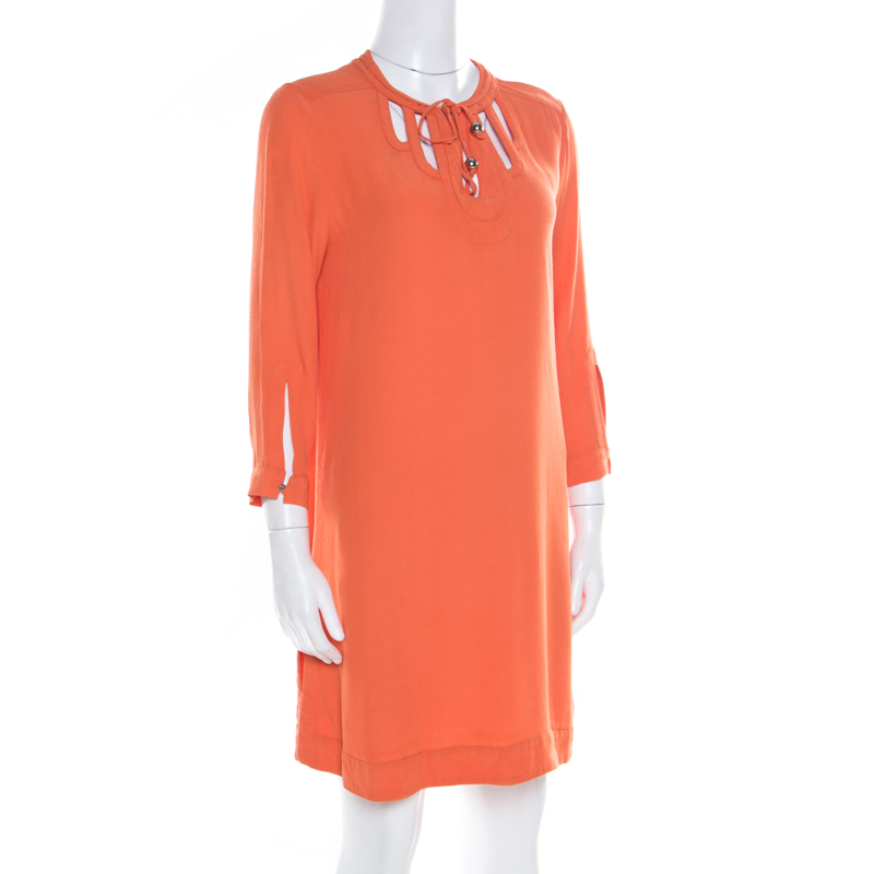 Diane Von Furstenberg Orange Long Sleeve Kea Dress M