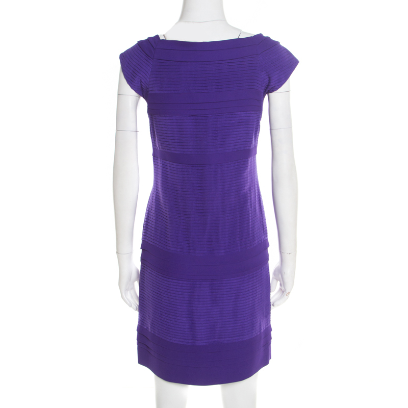 Diane Von Furstenberg Purple Pleated Silk Square Neck Merle Dress S