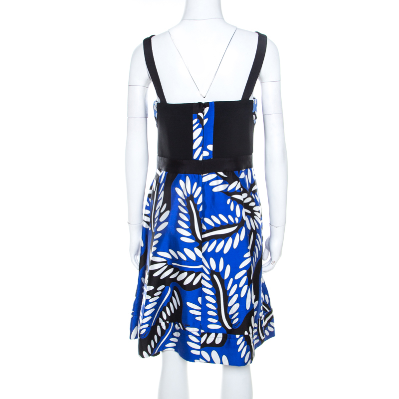 Diane Von Furstenberg Blue Printed Cotton Silk Blend Sita Dress L