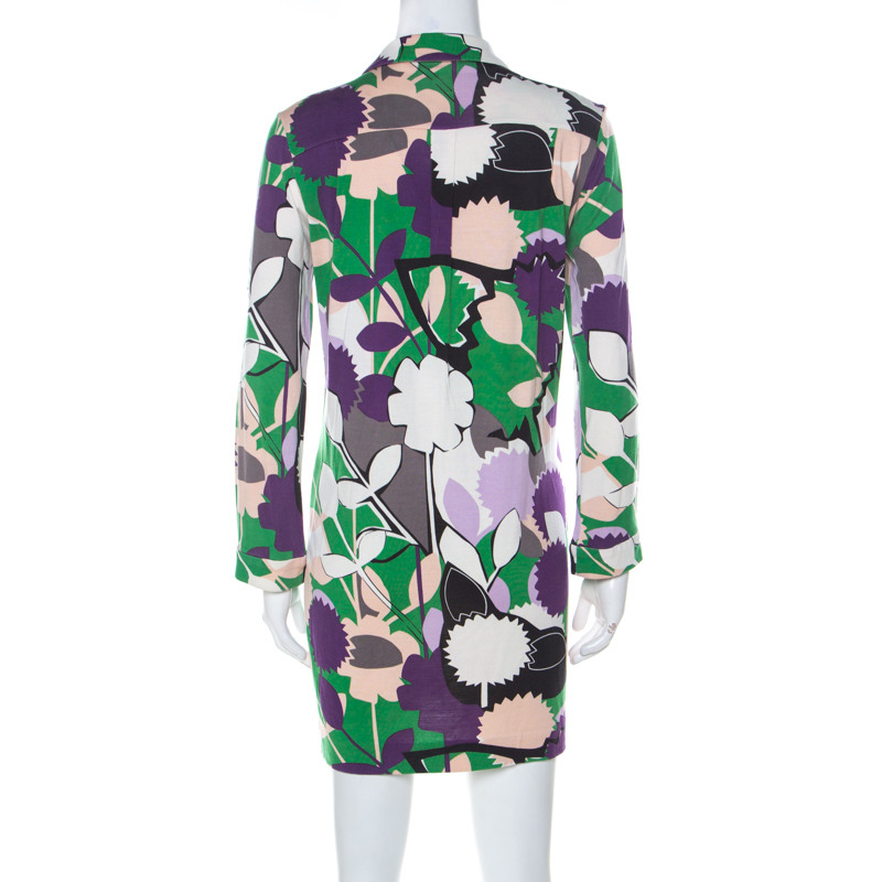 Diane Von Furstenberg Multicolor Printed Silk Jersey Nicole Tunic M