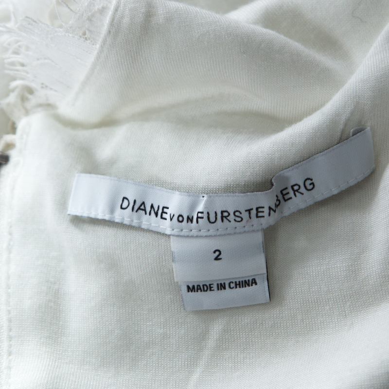 Diane Von Furstenberg Off White Long Sleeve Zarita Lace Dress S