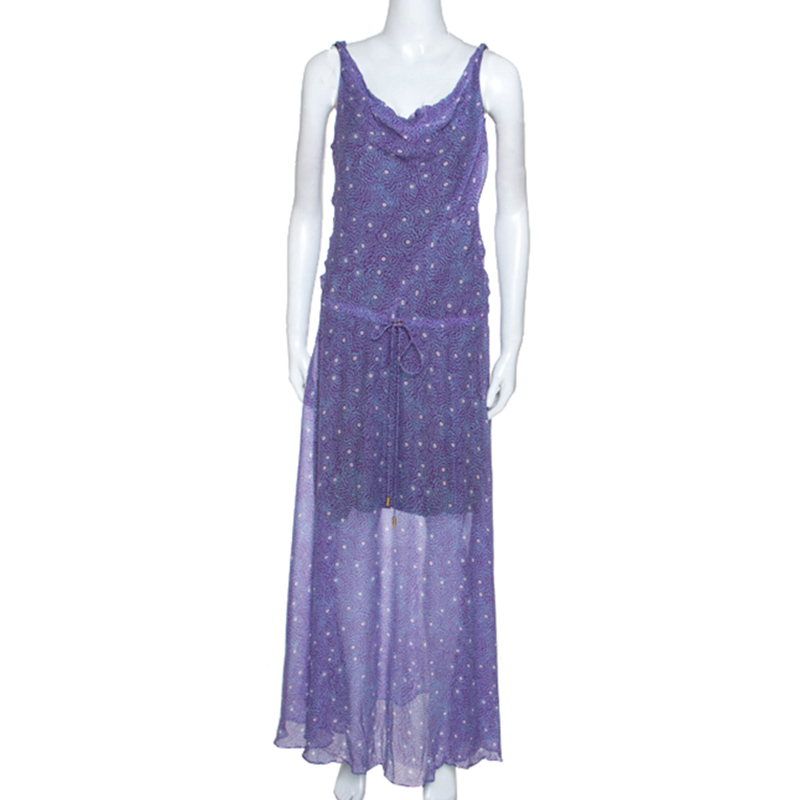 Diane von furstenberg purple printed chiffon tadd maxi dress m