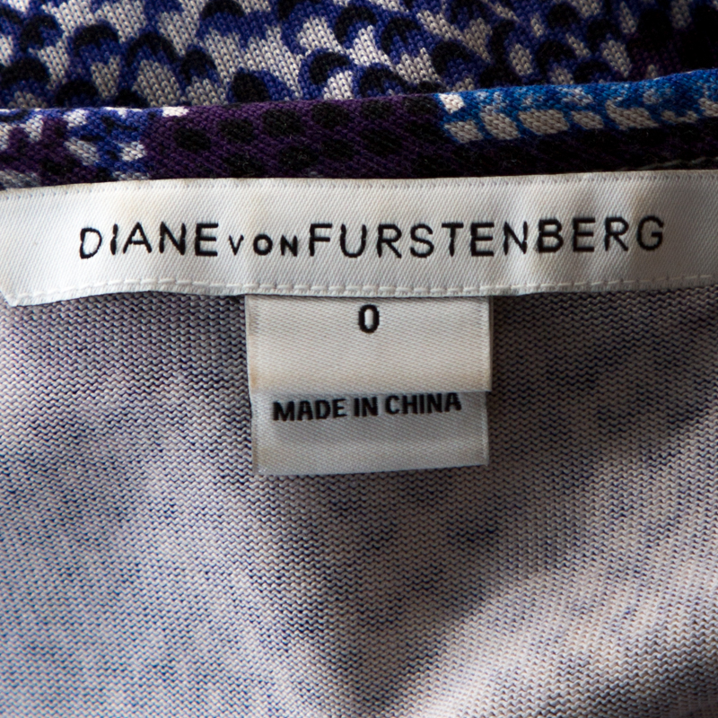 Diane Von Furstenberg Blue Python Print Silk Jersey Della Dress XS