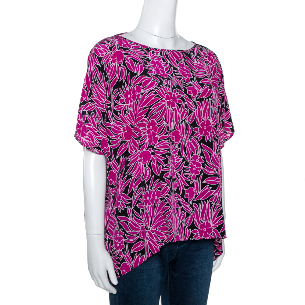 

Diane von Furstenberg Pink Floral Print Silk New Hanky Top