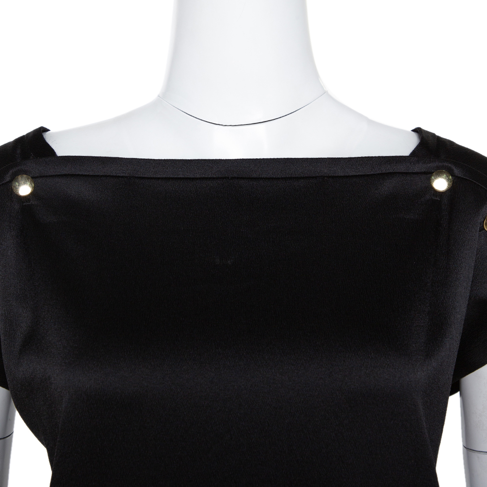 Diane Von Furstenberg Black Textured Silk Pisco Shift Dress M