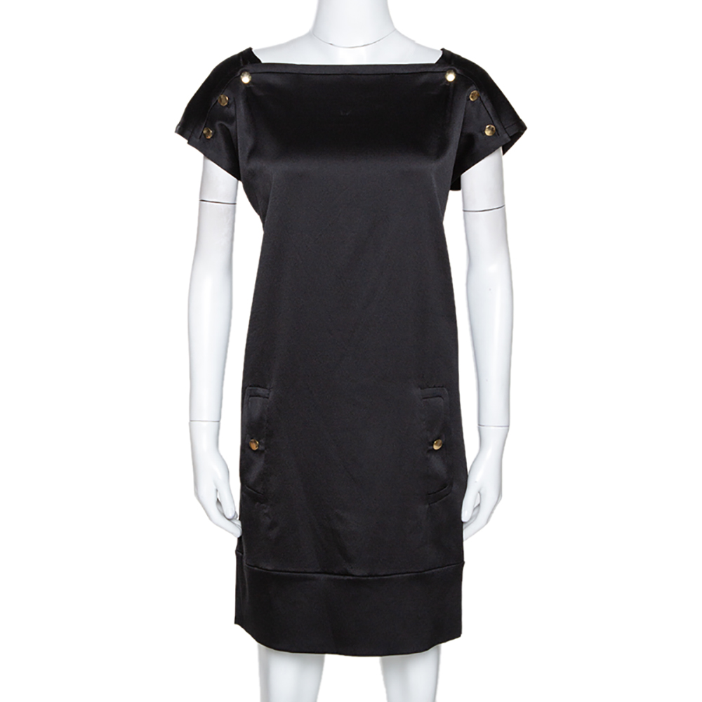 Diane von furstenberg black textured silk pisco shift dress m