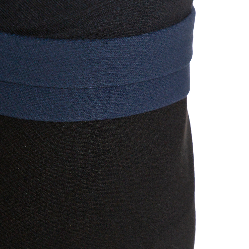 Diane Von Furstenberg Black & Blue Knit Panel Marta Framed Skirt L