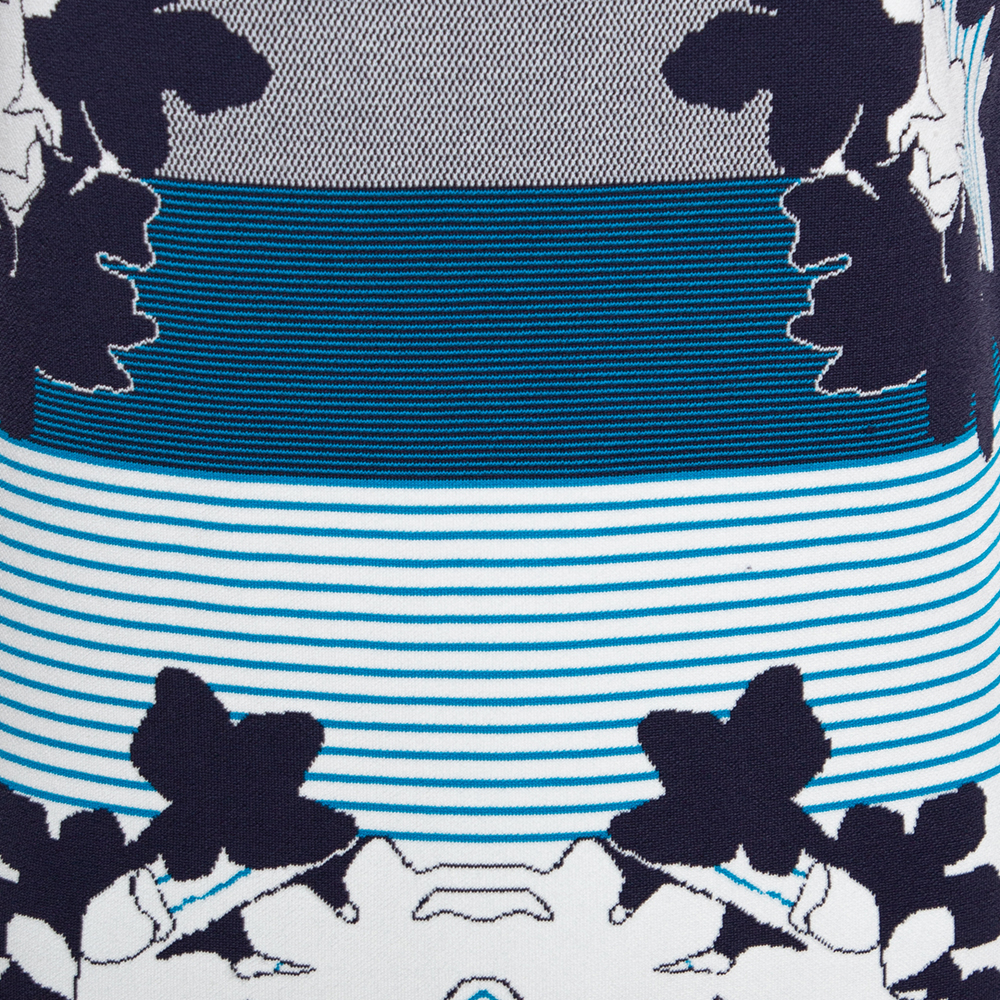Diane Von Furstenberg Admiral Navy & Ivory Intarsia Knit Jalen Dress L
