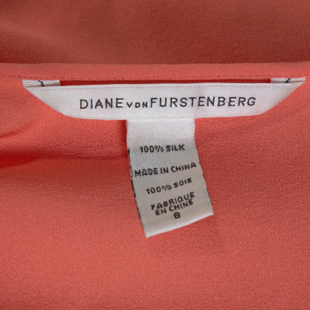 Diane Von Furstenberg Two Tone Silk Crepe Reara Draped Dress M