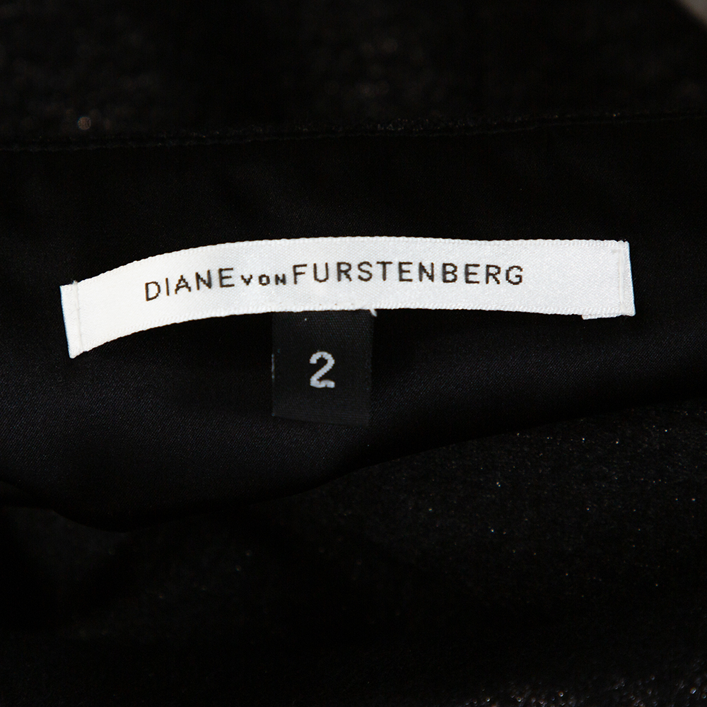 Diane Von Furstenberg Black Lurex Wool Blend Ellen Marie Dress S