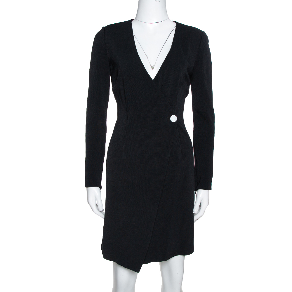 Image of Diane von Furstenberg Black Jersey Mini Wrap Dress S
