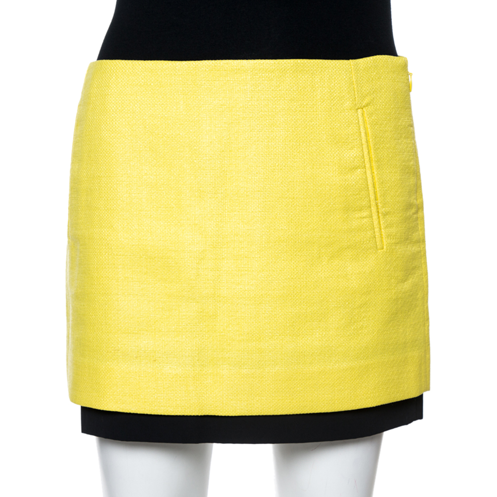 Diane von furstenberg yellow coated raffia elley mini skirt s