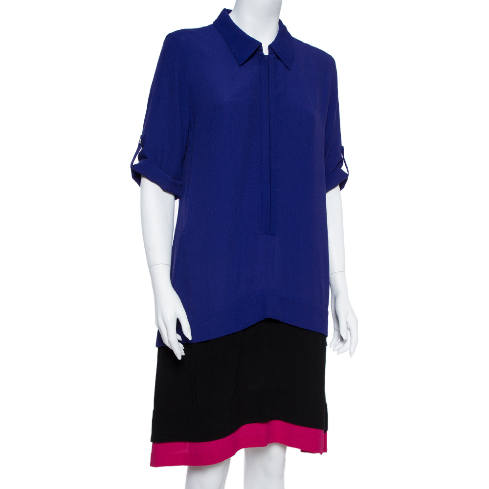 

Diane von Furstenberg Colorblock Crepe Layered New Hatsu Dress, Purple