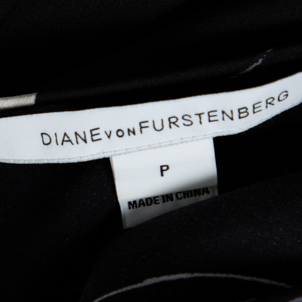 Diane Von Furstenberg Black Stretch Silk Open Back Evvy Blouse P