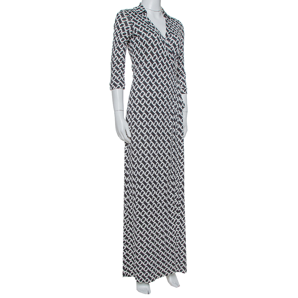 

Diane Von Furstenberg Monochrome Collared Abigail Maxi Wrap Dress, Black