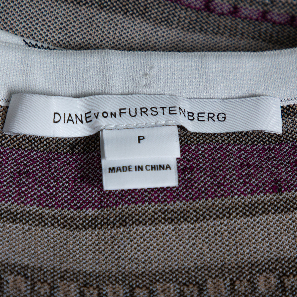 Diane Von Furstenberg White Banded Dot Knit Flote Skirt S