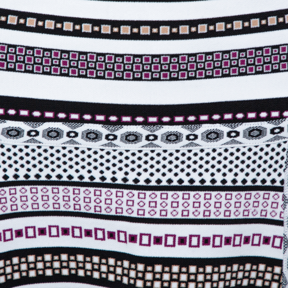 Diane Von Furstenberg White Banded Dot Knit Flote Skirt S